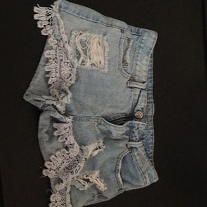 Ripped denim shorts